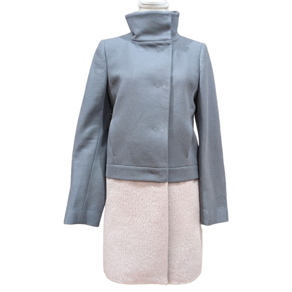 Patrizia Pepe Firenze Women's Color Block Grey & Tan Wool & Lama Coat Size EU 42